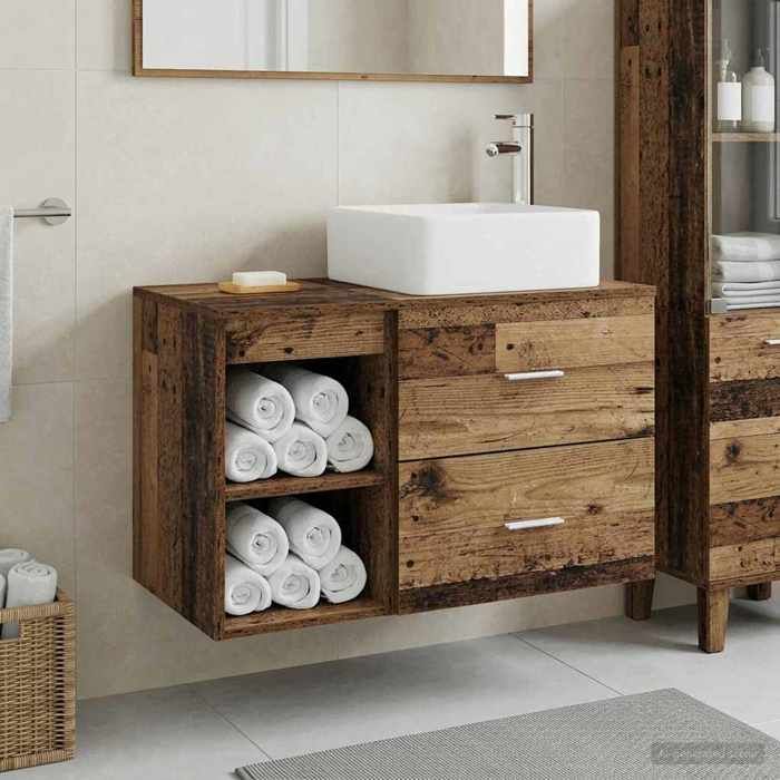 Magnifique Meubles de salle de bain 2 pc Bois ancien - Résistance à lhumidité &5428