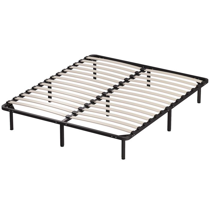 Cadre de lit à lattes – 350 kg 26 cm rangement – Style industriel – 160x190 cm Noir