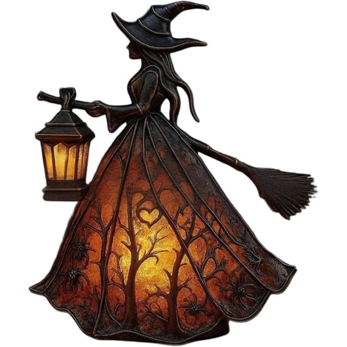 Lampe Sorcière Halloween Gothique Veilleuse Chapeau Sorcière Lumière Chaude Décoration Lumineuse Table Chambre Maison