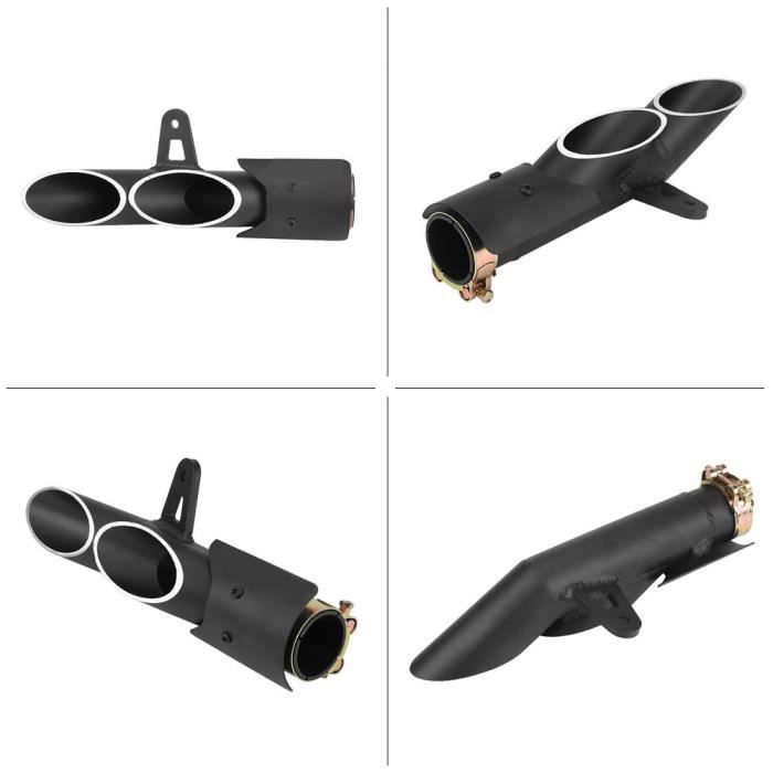 Silencieux D'Échappement Moto 20mm Acier Inoxydable - Compatible Moto 2 Temps (Noir)