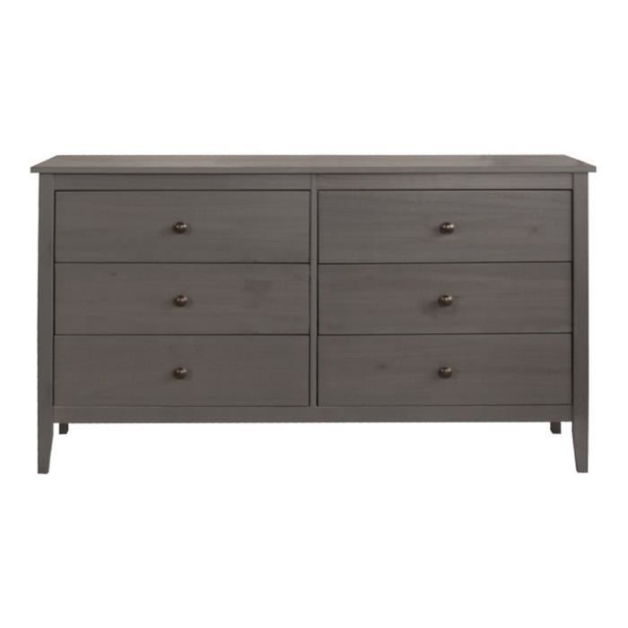 Lison Commode 2x3 Tiroirs Grise En Pin Massif Achat Vente Commode De Chambre Lison Commode 2x3 Tiroirs G Soldes Cdiscount