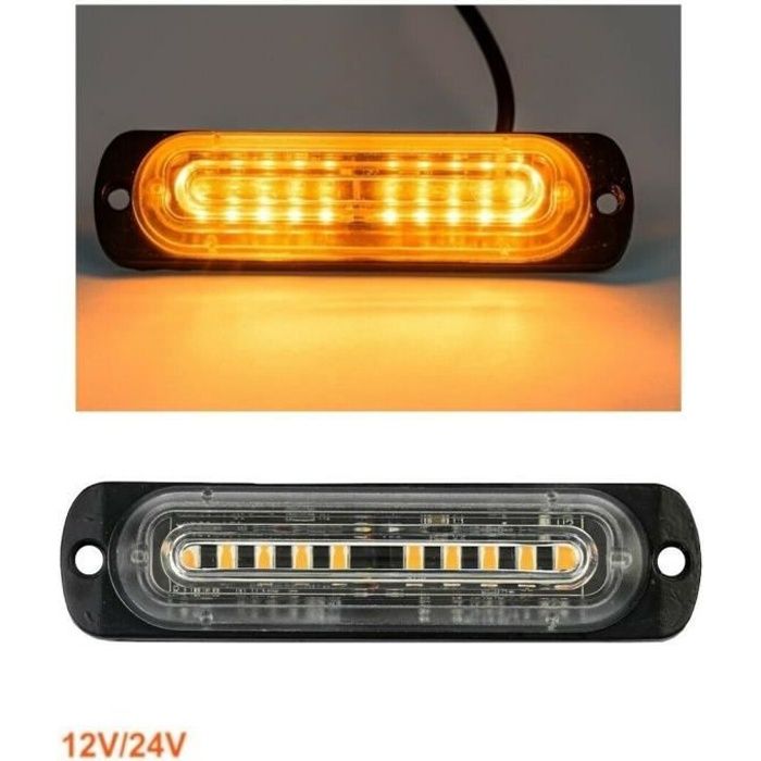 1x Feu De Gabarit Flash Clignotant Lent Orange 12-24V 10 LED Camion Caravane Van