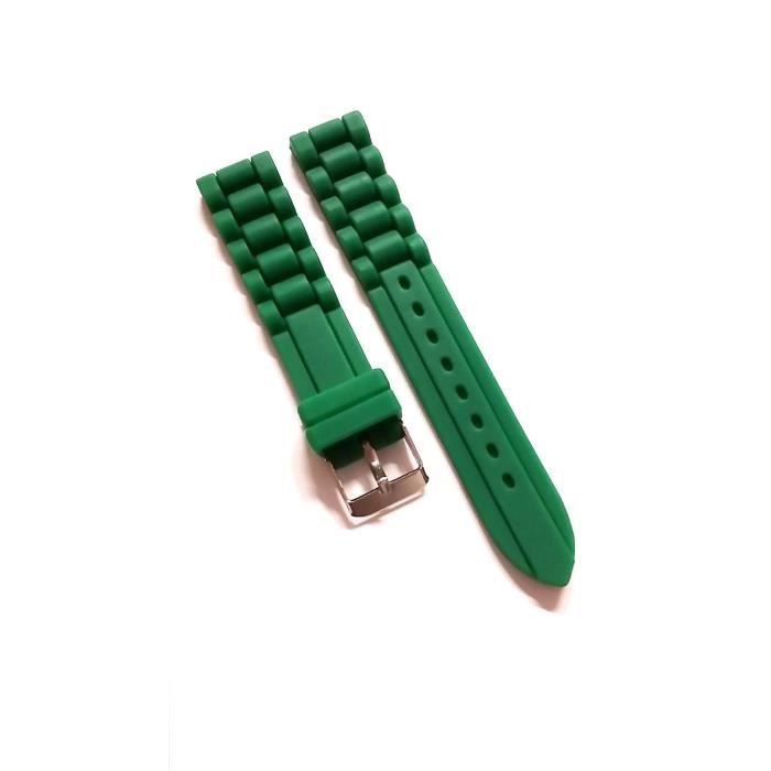 Bracelet en Silicone Vert foncé - Marque - Modèle - Largeur 22 mm - Mixte - Adulte