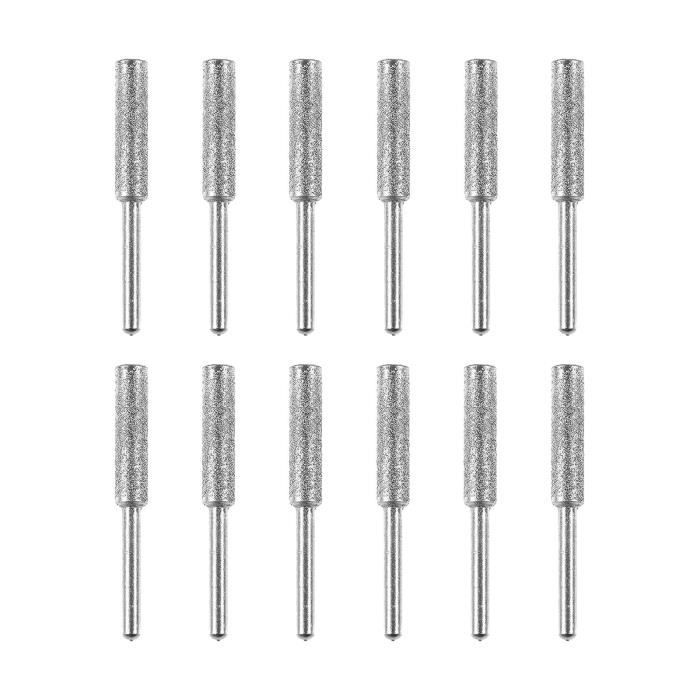 sourcing map Diamant Tronçonneuse Lime 5/32(4mm) 80 Grits Haut Dureté Ronde Coupe Affûté Râpe avec Plastique Poignée pour Chaîne Scie Polissage