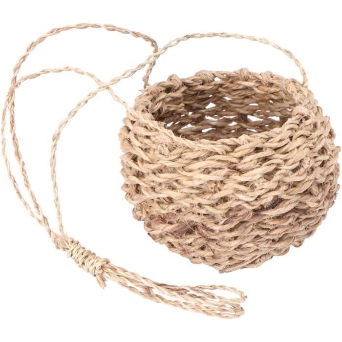 Panier Suspendu En Macramé Coton/jute 14 Cm - Cache-pot Déco Style Nordique, Pour Plantes, Rangement, Déco Murale