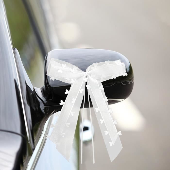 Renault Boutique Praknu 25 Nu0153ud Voiture Mariage Avec Cu0153urs Blanc - Noeuds D'antenne Noeud Voiture Mariage
