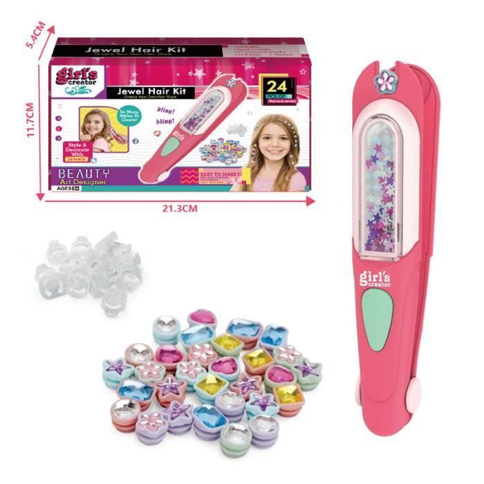 Hair Bedazzler – Machine à Strass Pour Cheveux Avec 24 Gemmes – Kit Coiffure Créatif Pour Filles – Dès 5 Ans