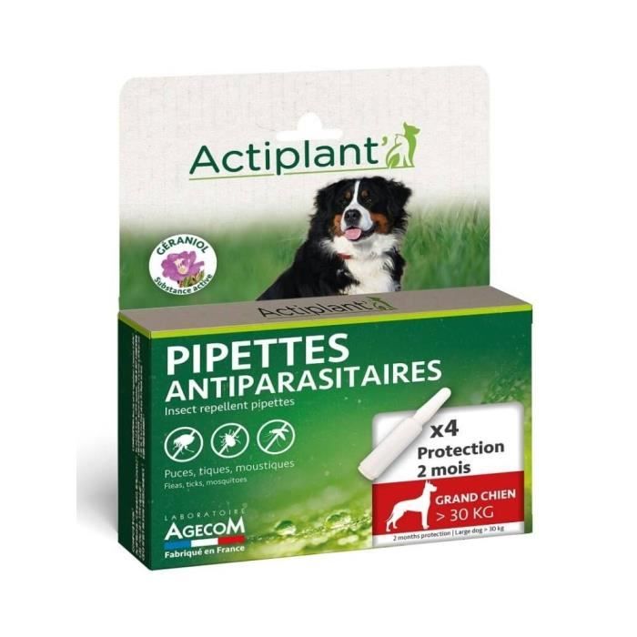 Pipettes Actiplant - Grand Chiens L 30kg - Bio 2 pipettes