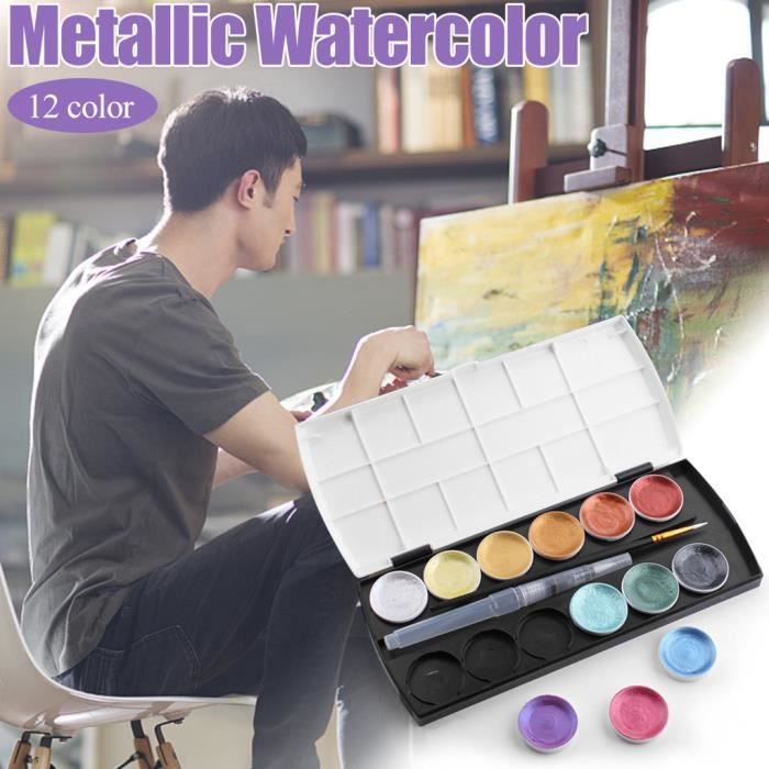 Peintures Métalliques – Ensemble De 24 Couleurs | Aquarelle Solide Pailletée | Kit D'Art Nacré