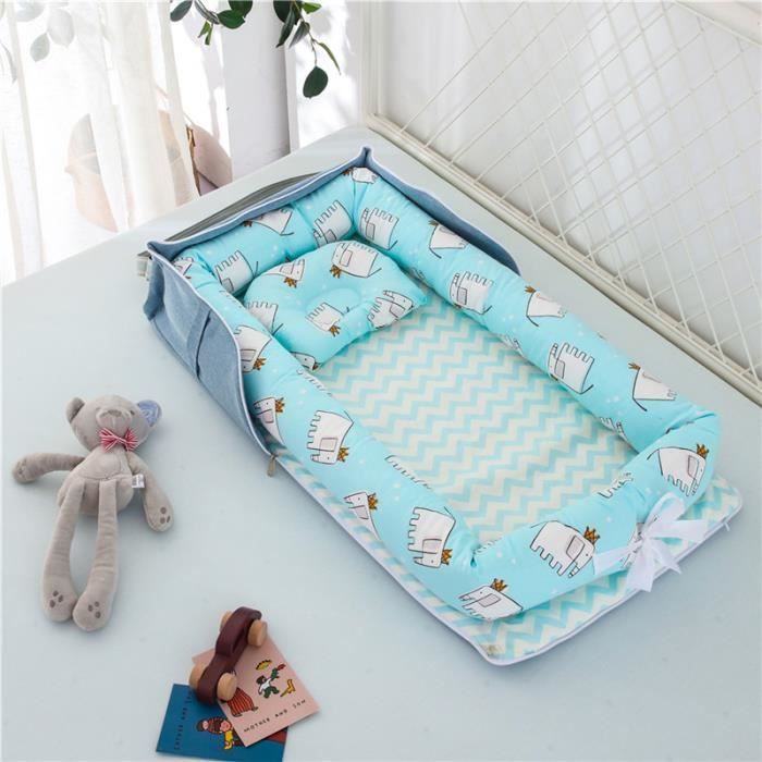 Lit Bebe Portable En Coton Reducteur De Lit Pliable Nid Pour Nouveau Ne Nourrisson De Voyage Lavable Berceau 0 2 Ans Elephant Bleu Cdiscount Puericulture Eveil Bebe