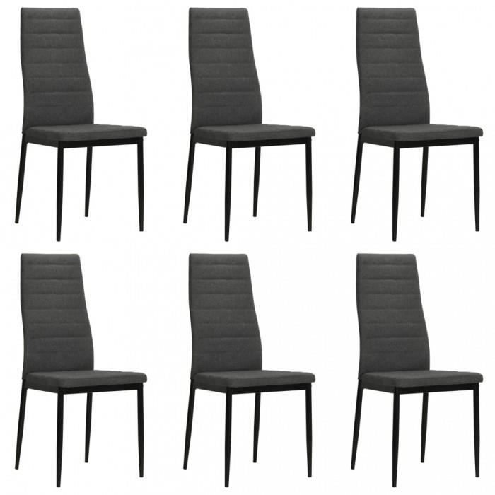Chaise de salle à manger - vidaXL - P22 - Tissu - Gris foncé - Lot de 6