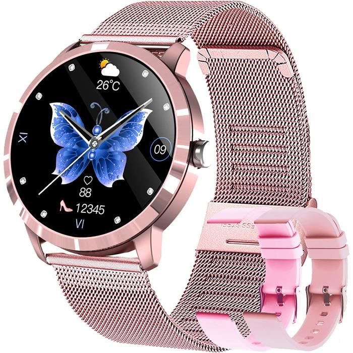 Montre Connectée Pour Femme - Smartwatch, Tracker D'activité, Compatibilité Android Et IOS (Blanc)