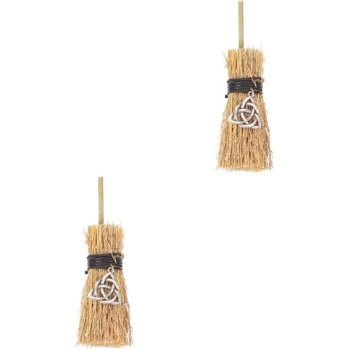 Balai Cantonnier Kibros 32cm - Brosse PVC Rouge, Manche Bois 1,4m - Pour Extérieur Et Chantier