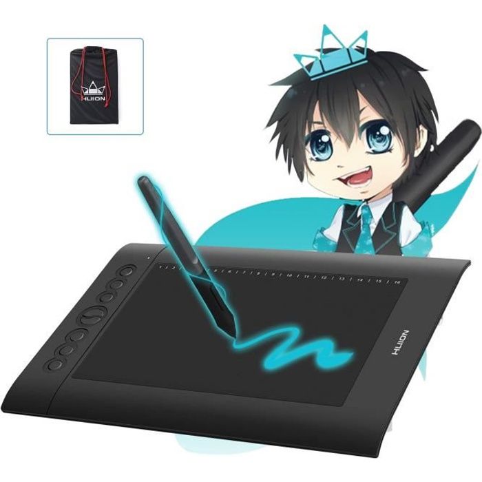 Huion H610 Pro V2 Tablette Graphique Proamelioree Stylet Sans Pile Avec Fonction D Inclinaison Et 8192 Niveaux De Sensibilite De Prix Pas Cher Cdiscount