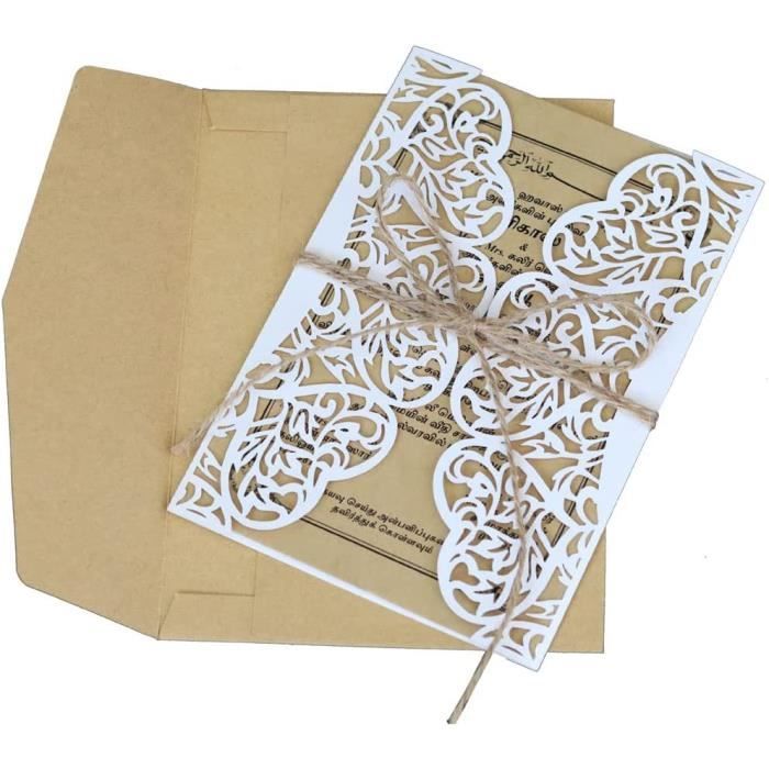 Carte d'invitation,S1LQIC051--Cartes D'invitation Découpées Au Laser 10