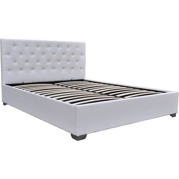 Lit double avec coffre Tino - 140 × 190 cm - Blanc