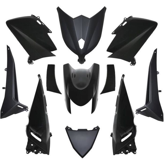 carrosserie/carenage maxiscooter adaptable yamaha 530 tmax 2012>2014 noir brillant (kit 11 pieces) -p2r-