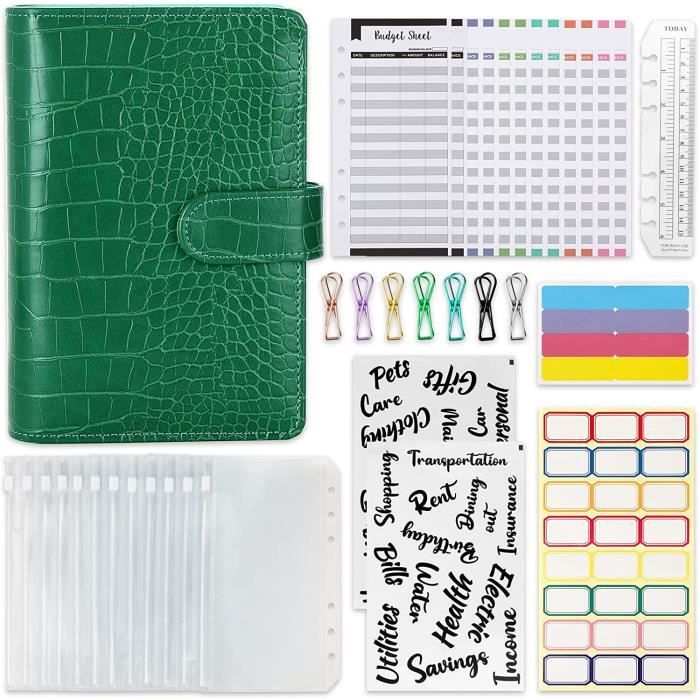 Classeur Budget A6 37 Pièces - Enveloppes Zippées, Feuilles Et Accessoires - Organisation Finances