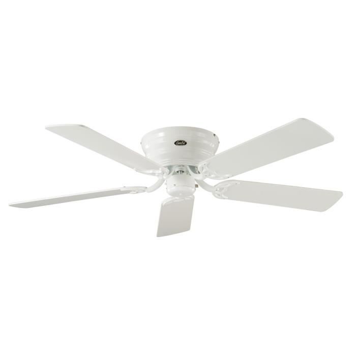 Ventilateur de plafond Classic Flat 132 Cm Ultra plat silencieux pales Blanc / gris argenté et blanc laqué poli CASAFAN