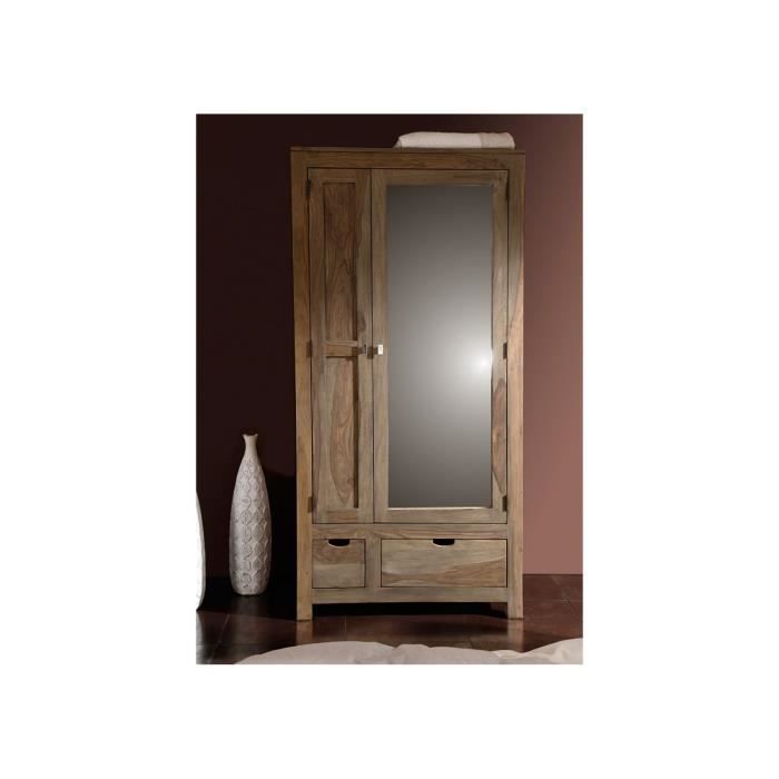 Armoire Avec Miroir Bois Massif De Sheesham Palissandre Couleur