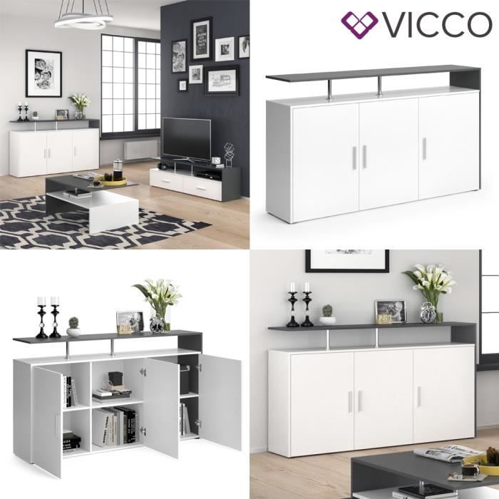 vicco buffet amato commode armoire anthracite blanc meuble tv meuble tv