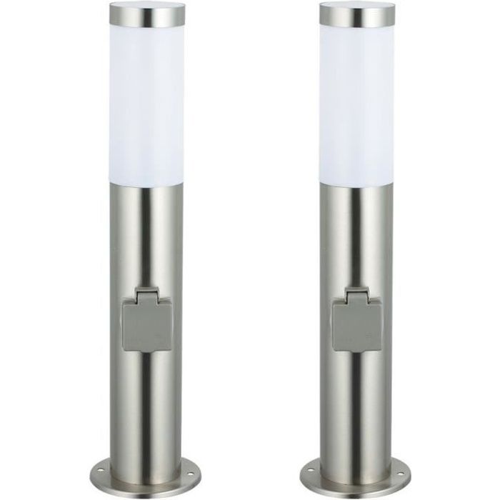2 X Lampadaire Inox Ip44 Jardin Terrasse Prise Electrique Espace Exterieur Achat Vente 2 X Lampadaire Inox Ip44 Ja Cdiscount