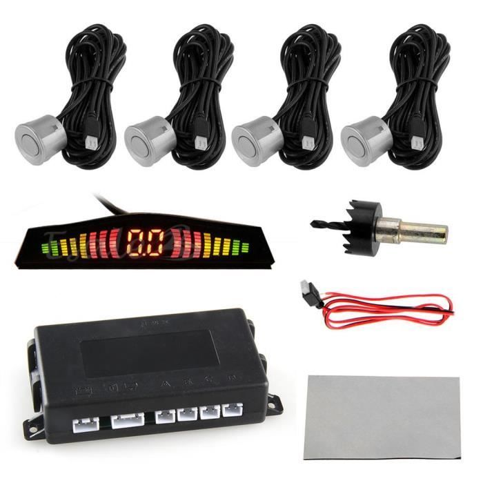 Kit Radar De Recul Voiture - 4 Capteurs Ultrasonores Avec Alarme - Installation Facile - Noir