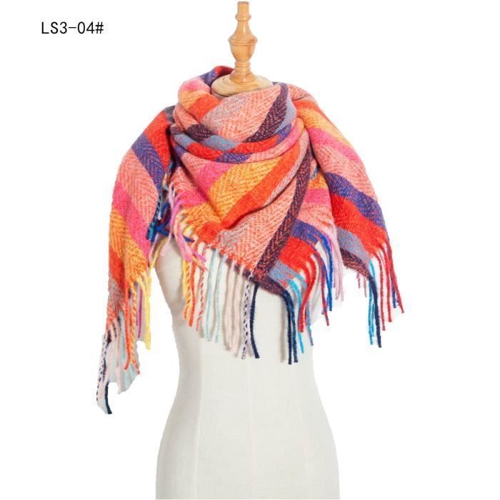 QUEEN HELENA Foulard Léger Fantaisie Doux Coloré Femme - Écharpe Viscose SC024 Bleu - Taille Unique