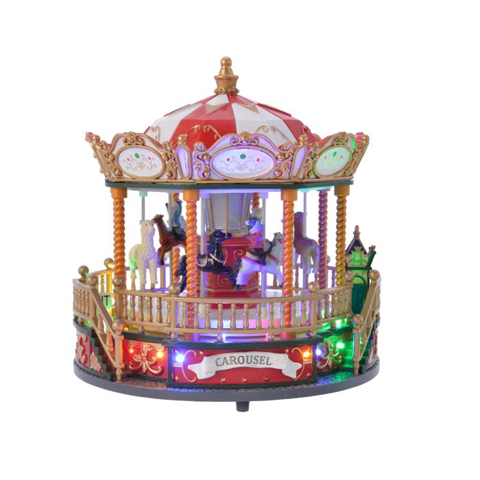 Manège de Noël musical illuminé Nos envies deco 22,50 x 22,50 x 23,50