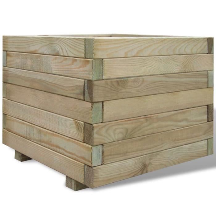 Jardinière carrée haut de gamme en bois - Mobilier FR86012M - 50x50x40 cm - Résistance à la pourriture