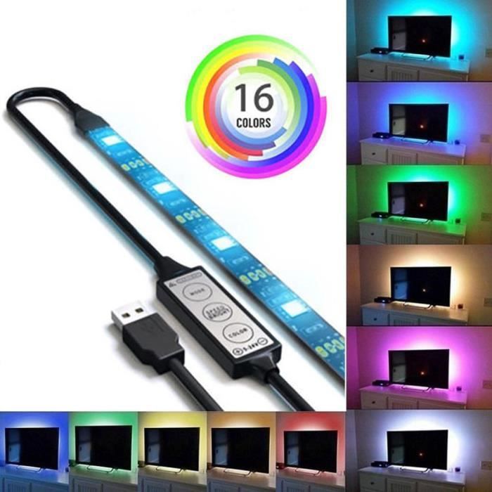 Bande LED USB 100cm AGL pour TV – Couleurs changeantes, bande led usb