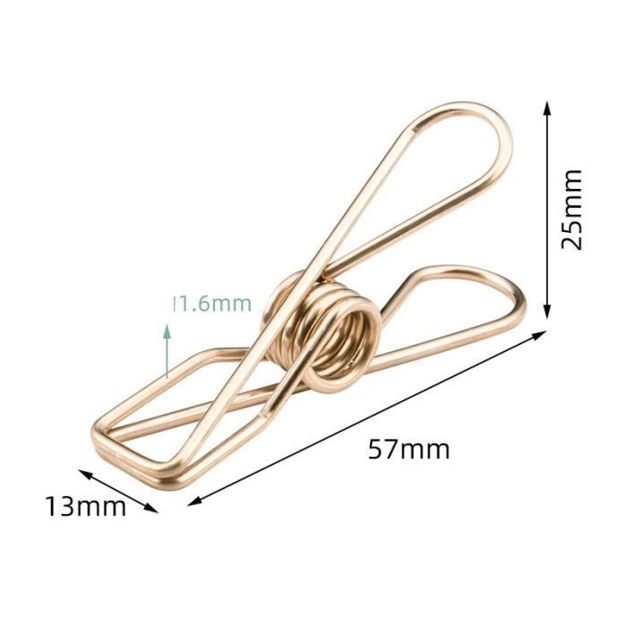 Pince à linge,Épingle à linge en acier inoxydable doré, pinces plates coupevent pour le balcon