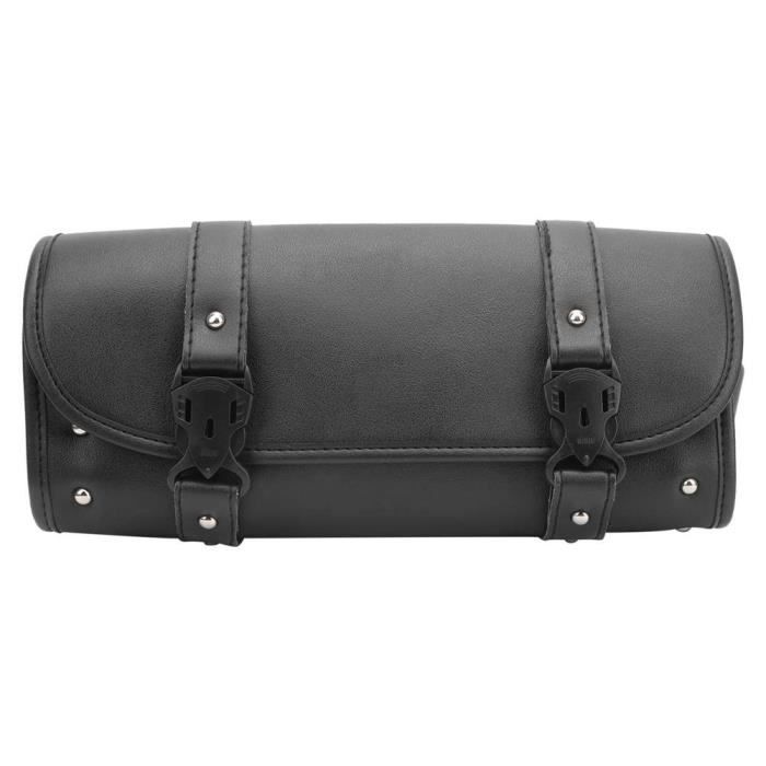 Fdit sac de fourche Sac de rangement pour outils en cuir PU Sacoche de selle organisateur arrière avant universel pour la moto