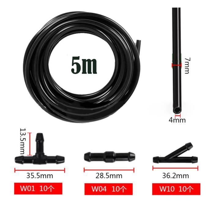 Kit De Raccords Pour Tuyau De Lave-glace – 6 Embouts Droits, 6 En Y, 6 En T – Diamètre Intérieur 4 Mm - 10