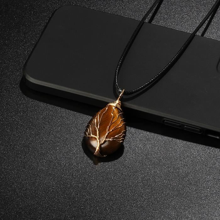 Collier Pendentif En Quartz Rose Naturel - Pierre Ronde De 40mm, Chaîne Réglable 63 Cm, Style Bohème