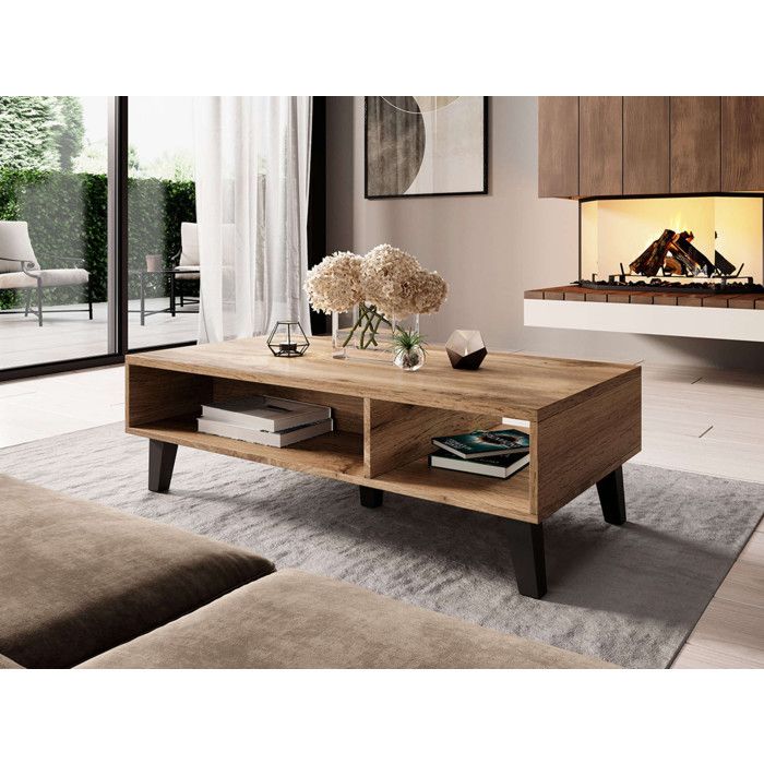 Lord - table basse - effet bois et noir - 110 cm - style industriel - Bois / Gris Lord - table basse - effet bois et noir - 110 cm - style industriel - Bois / Gris