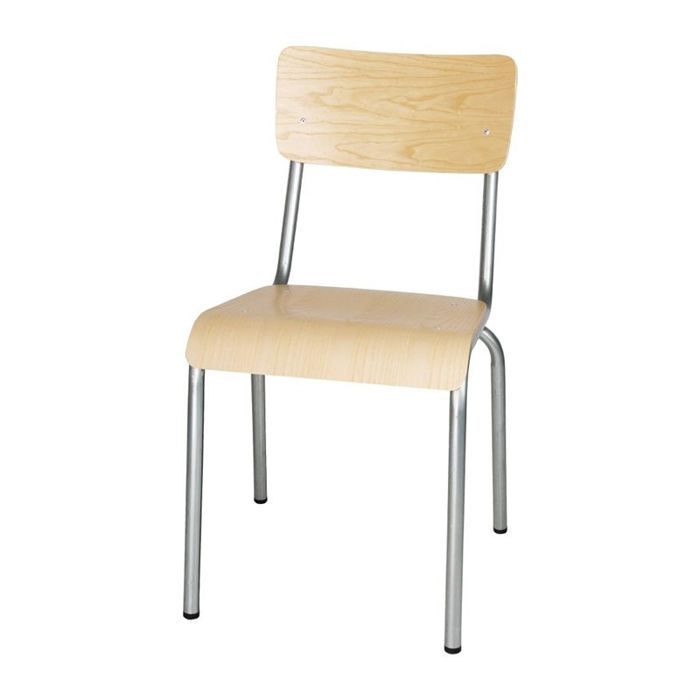 Chaises avec Assise et Dossier en Bois Cantina Galvanisées - Lot de 4 - Bolero Chaises avec Assise et Dossier en Bois Cantina Galvanisées - Lot de 4 - Bolero