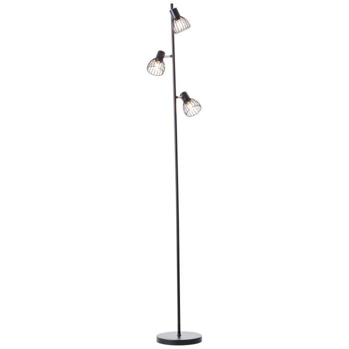Lampadaire Blacky 3 flammes noir mat - BRILLIANT - Vintage - Métal - LED