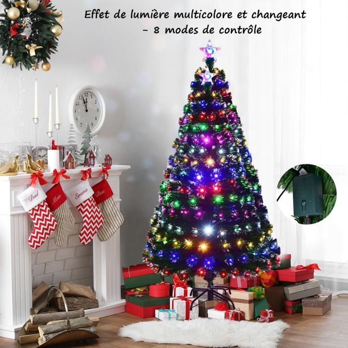 COSTWAY Sapin de Noël Artificiel LED Lumineux 150CM avec 180 Branches