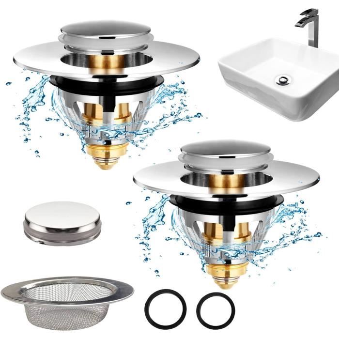 Bouchon Lavabo Universel GUIGA - Bouchon Évier Réglable Salle De Bain Et Cuisine - Anti-Colmatage