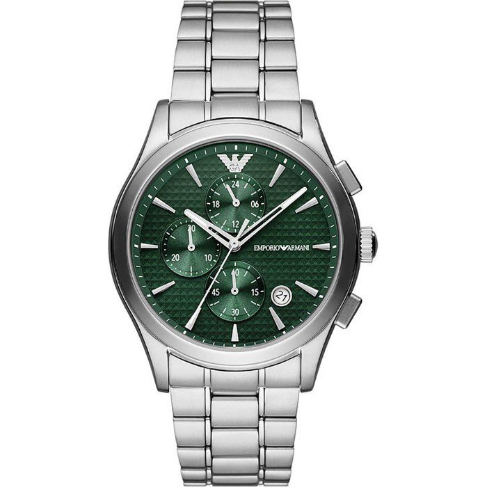 Montre Emporio Armani - Hommes - AR11529 - Argent Acier inoxydable - 42 mm - Vert - 5 bar