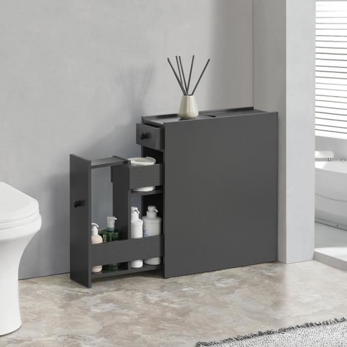 Meuble bas de salle de bain Kihniö à 2 tiroirs gris foncé