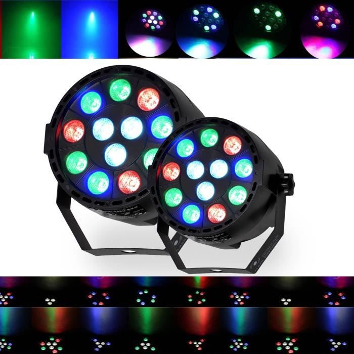Jeux de lumières DJ LIGHT 2 PAR MINI à LEDs RGBW 12X3W DMX + étrier de