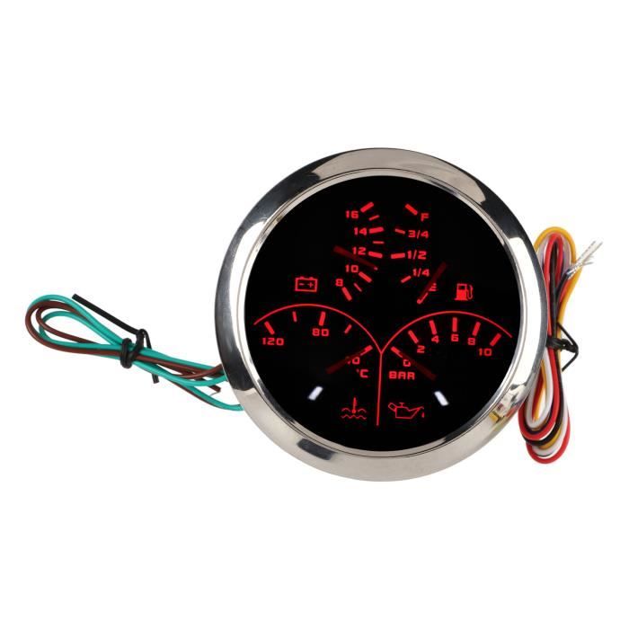 Jauge Numérique 3 En 1 Keenso - Pression Huile, Température Eau, Vitesse Pour Bateau 52mm