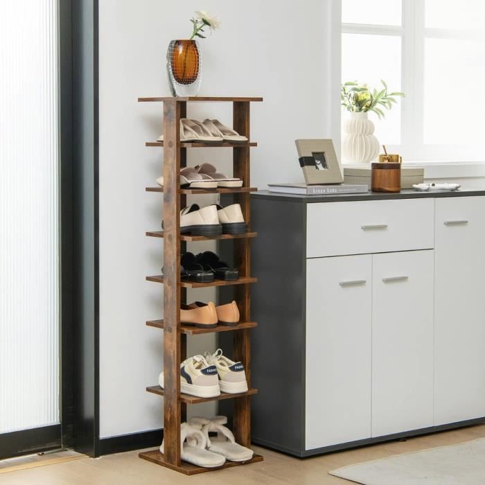giantex étagère meuble à chaussures en bois à 8 niveaux, range-chaussures 28,5x 25,5x 110 cm,étagère amovible,pour