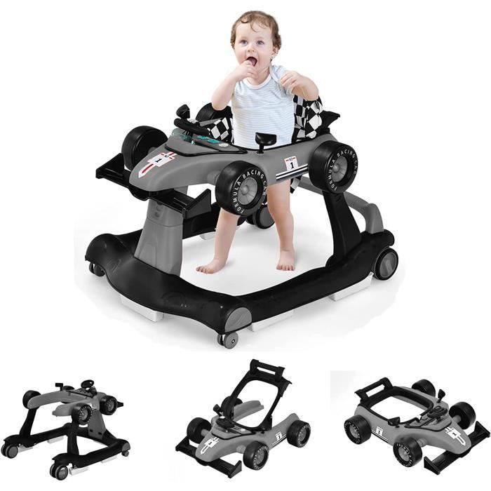 DREAMADE Trotteur Bébé Evolutif 3 en 1 Pliable avec Hauteur Réglable,  Musique et Lumière, Forme de Voiture, pour 6-18 Mois, Noir - Cdiscount  Puériculture & Eveil bébé