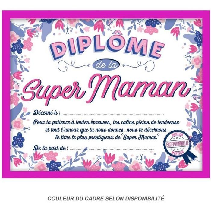 Cadre Diplome De La Super Maman Rose 25xx1 5 Cm Q9595 Cdiscount Maison