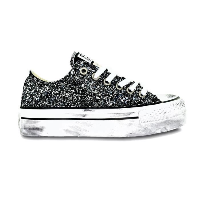 converse haute noir paillette