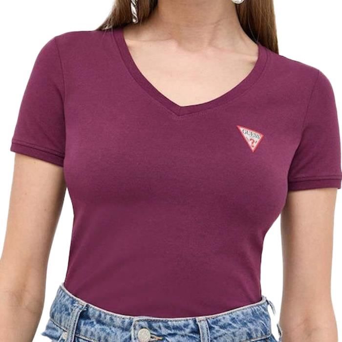 T-shirt Violet Femme Guess Mini Triangle