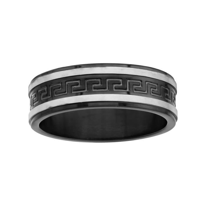 Bague Motif Grec Noir Acier Acier Achat Vente Bague Anneau